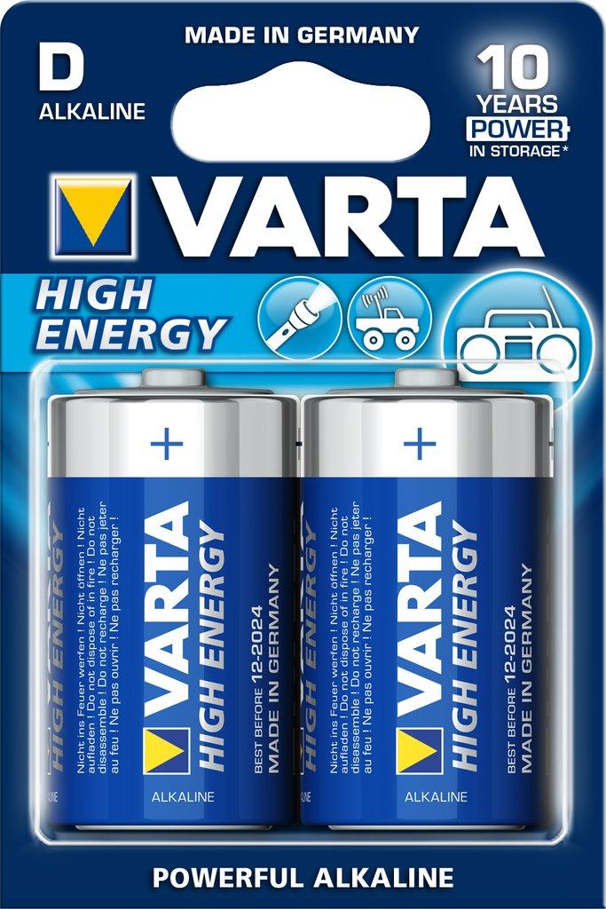Varta batteri High Energy D 1,5V; Ø34,2x61,5mm; BL-2 LR20 - Alkaline