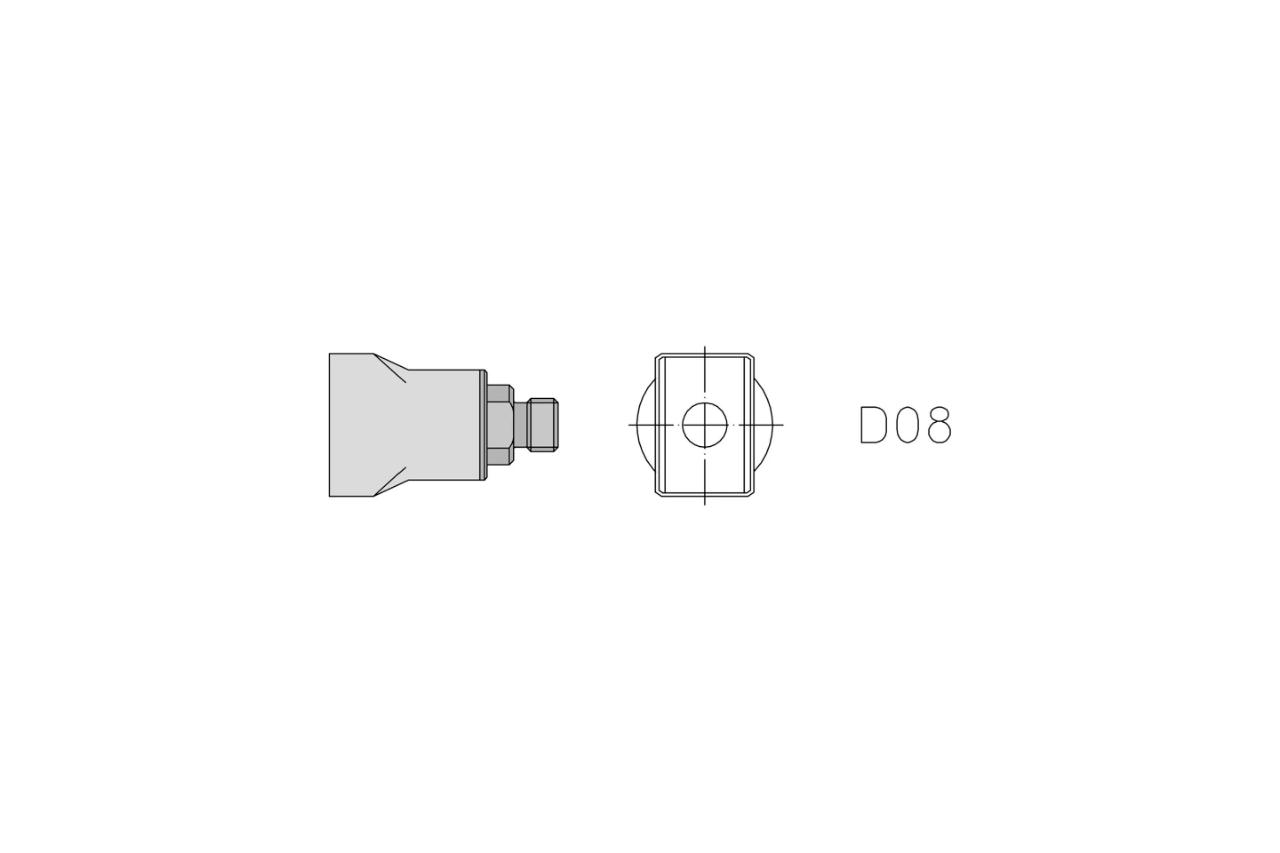 D08 Varmluftmundstykke, to sider opvarmet, med varmeplade til HAP 1 og HAP 200, Længde X:15,0 mm, Bredde Y:10,0 mm