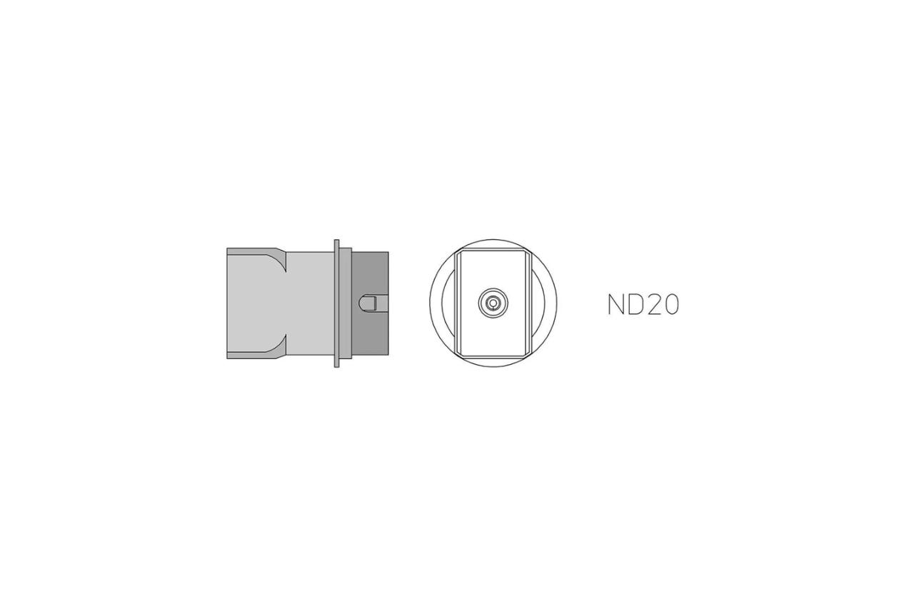 ND 20 Varmluftmundstykke 21,5 x 14,8 mm, to sider opvarmet (Type ND, bredde X = opvarmet side)