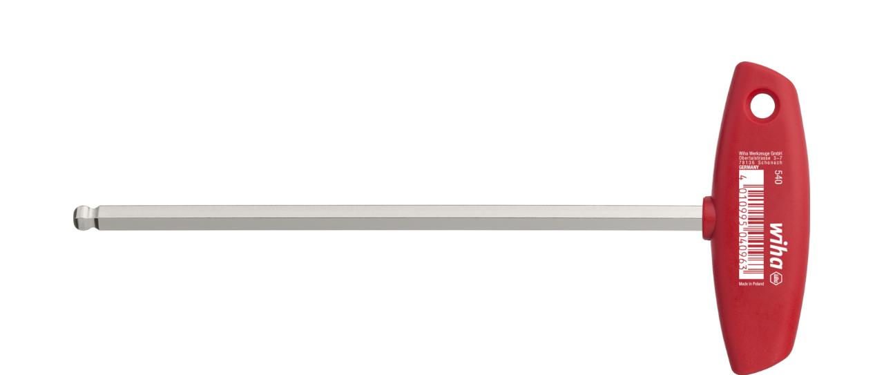 Wiha Stiftnøgle med tværgreb Glansforniklet stiftnøgle med kuglehoved 10.0 mm (04096)
