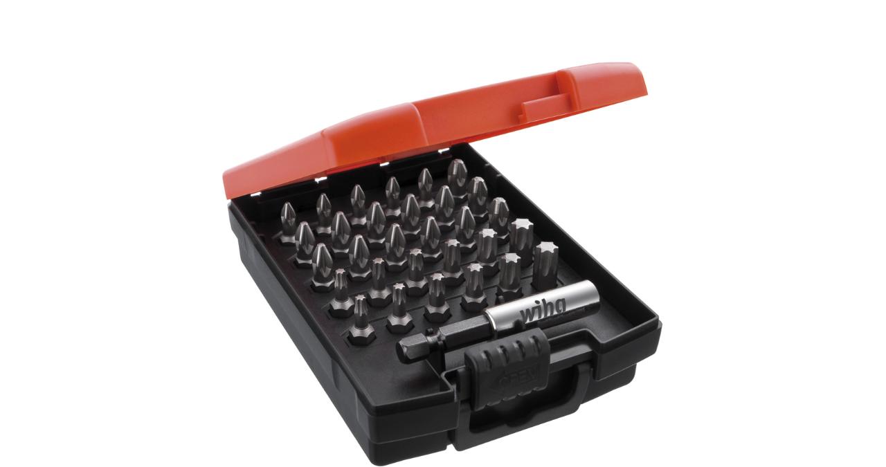Wiha Bitsæt standard 25 mm TORX®, Pozidriv, med 32 dele, 1/4” C6,3 inkl. boks (36310)