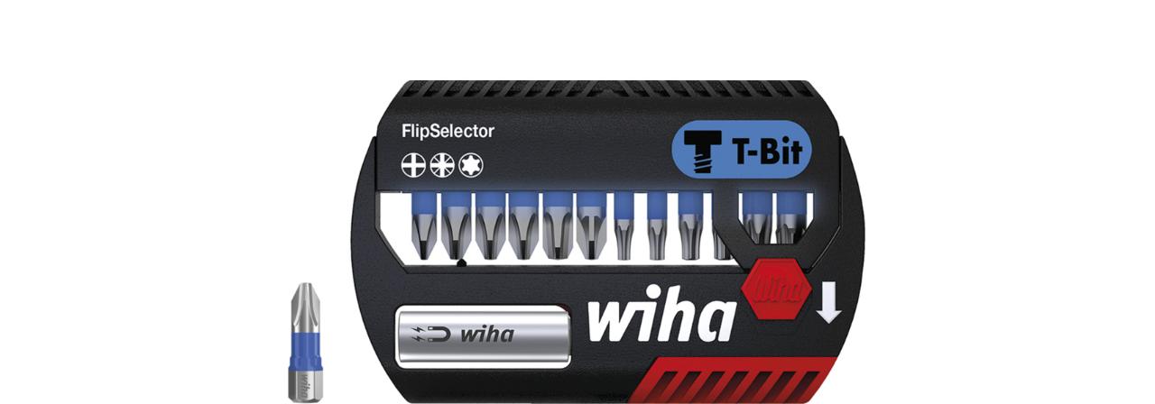 Wiha Bitsæt FlipSelector T-bit 25 mm Phillips, Pozidriv, TORX®, med 14 dele, 1/4” C6,3 (41824)