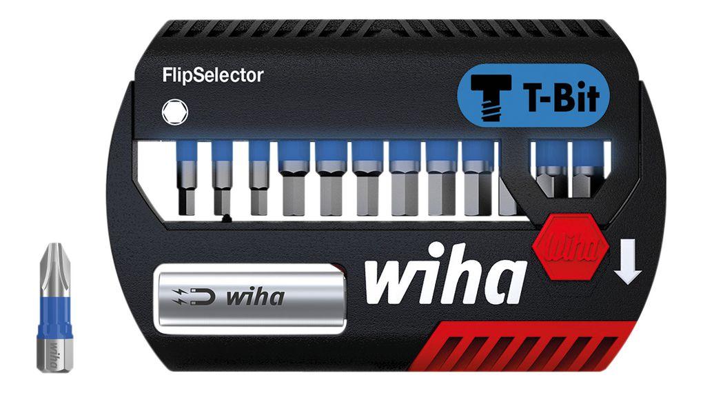 Wiha Bitsæt FlipSelector T-bit 25 mm Sekskant, med 14 dele, 1/4 C6,3 (41825)