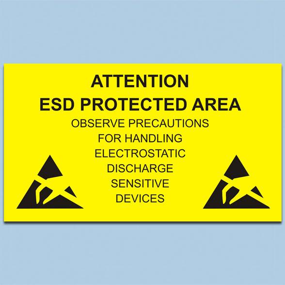 ESD advarselsskilt engelsk 300 x 500 mm
