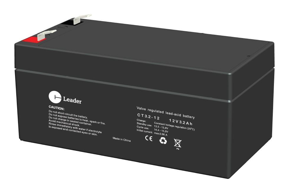 CT-Leader blybatteri 12V/3,4Ah Fast-on 4,8mm