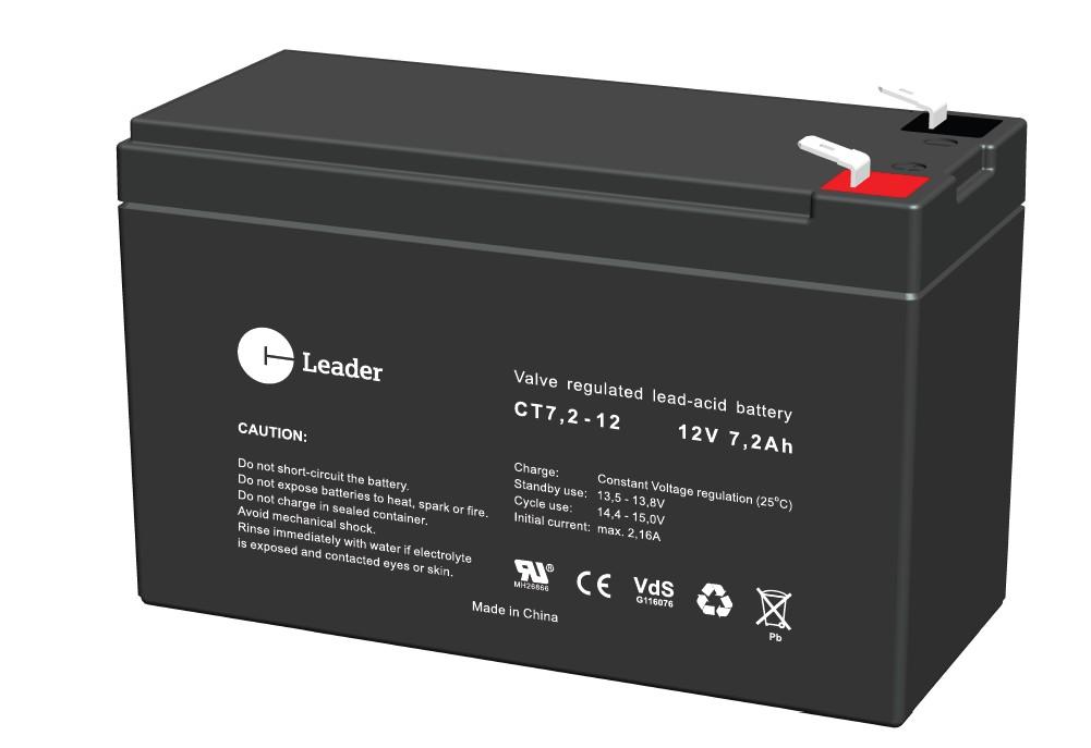 CT-Leader blybatteri 12V/7,2Ah Fast-on 4,8mm