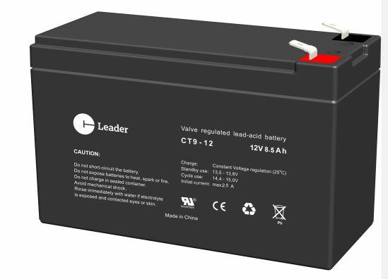 CT-Leader blybatteri 12V/9Ah Cylic Fast-on 6,3mm 