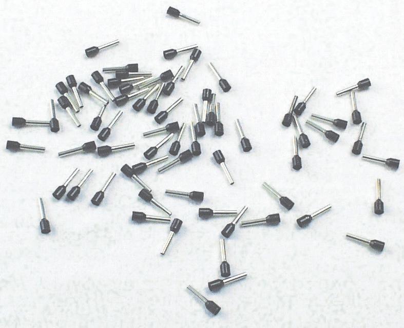 Terminalrør isoleret sort 1,5mm²-L10mm; pose m/500stk.