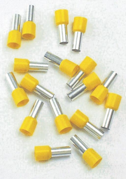 Terminalrør isoleret gul 25mm²-L16mm; pose m/50stk.