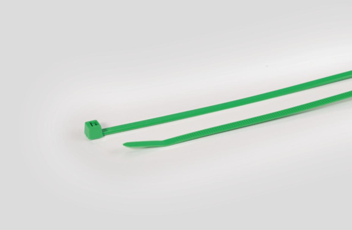 Kabelbinder grøn 4,8x200mm; pak. m/100stk.