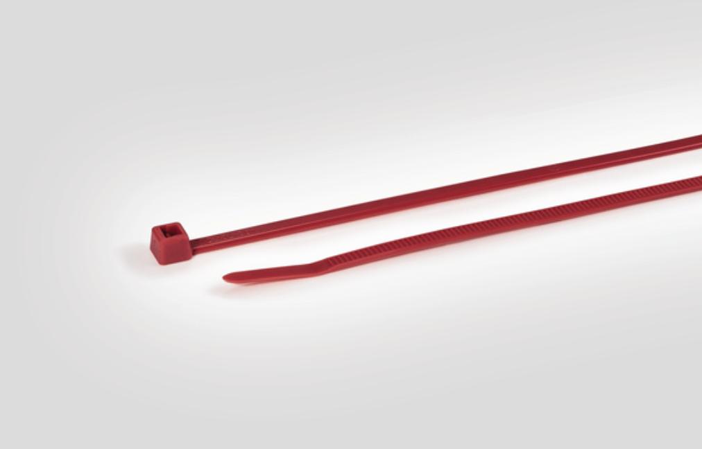Kabelbinder rød 4,8x200mm; pak. m/100stk.