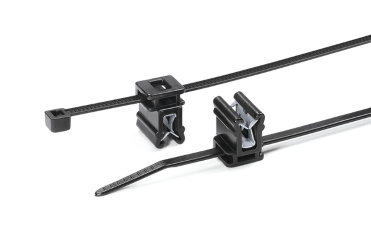 Kantholder m/kabelbinder 1-3mm kant sort m/kabelbinder 3,6x148mm