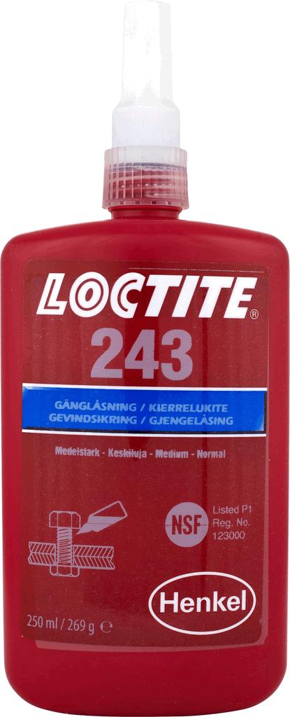 Skruesikring Loctite 243 middel styrke 250 ml