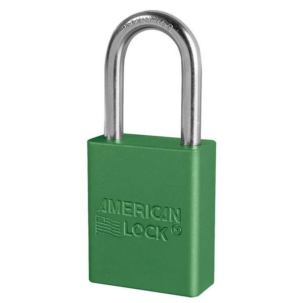 MASTER LOCK Grøn anodiseret aluminium sikkerhedshængelås, 38 mm bred med 38 mm høj bøjle, med ens nøgle