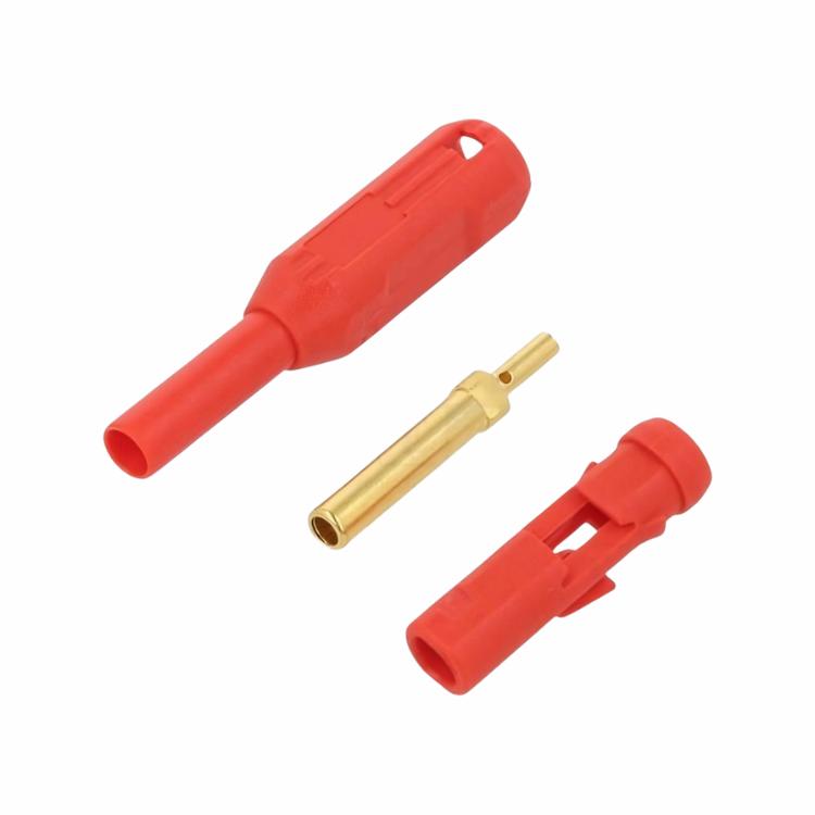 MS255-B In-line, gold-plated Ø2 mm socket red