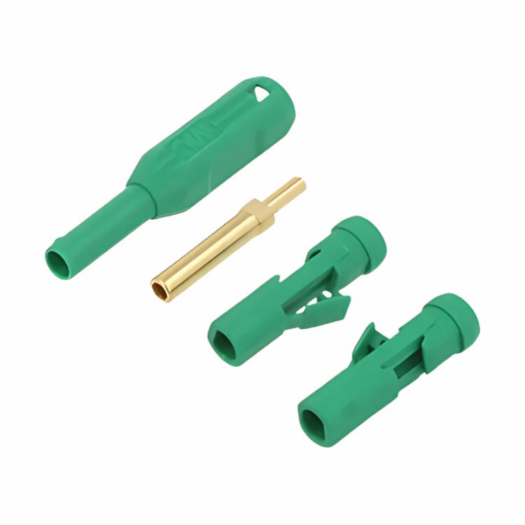 MS255-B In-line, gold-plated Ø2 mm socket green