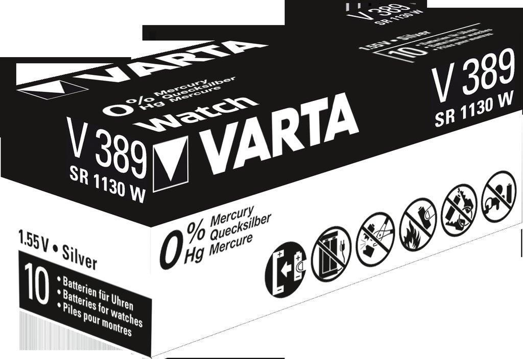Varta batteri V389 sølvoxid 1,55V; 85mAh; Ø11,6x3,05mm SR54 High Drain