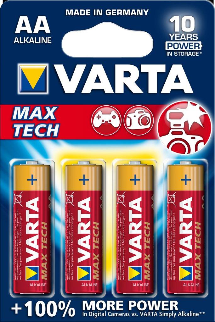 Varta batteri Max-Tech AA 1,5V; Ø14,5x50,5mm BL-4 LR6 - Alkaline