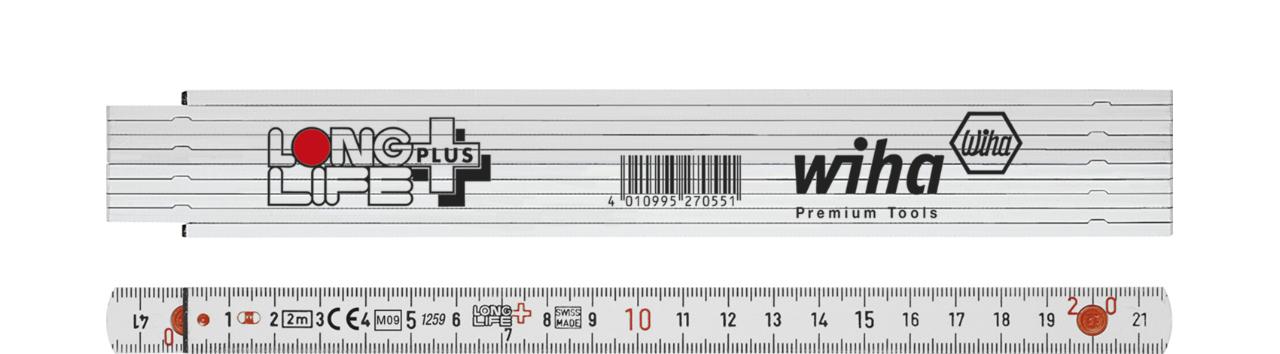 Wiha Tommestok Longlife® Plus 2 m metrisk, 10 led 15 mm (27059)