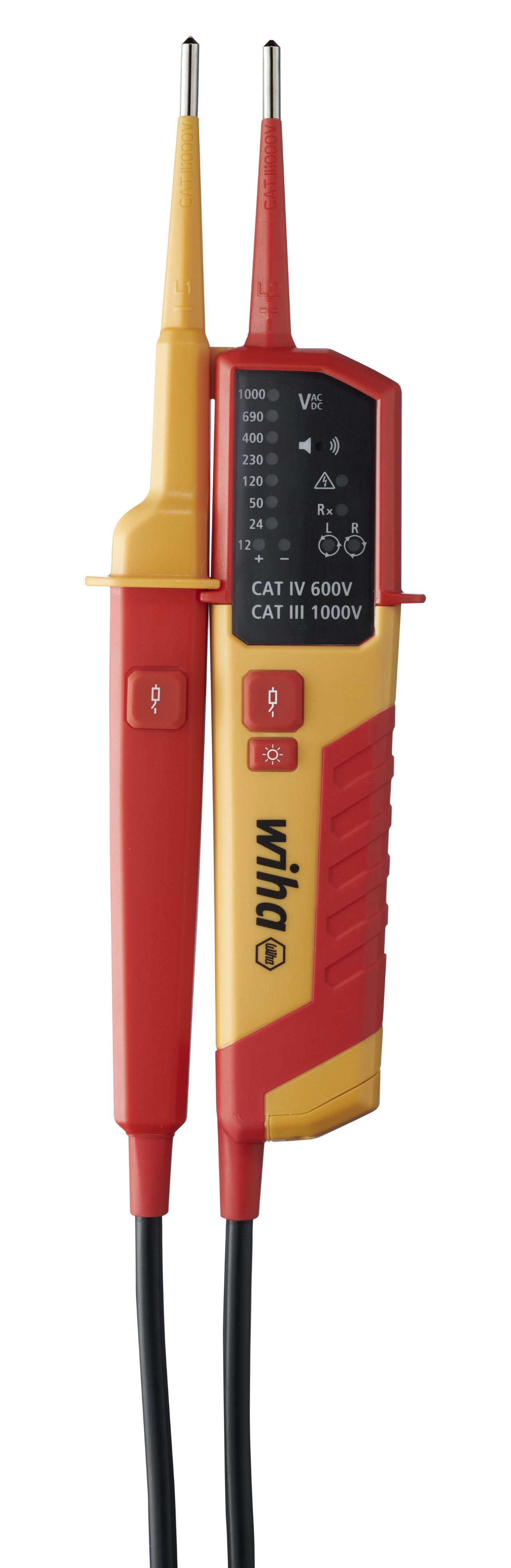 Wiha Spændings- og gennemgangstester 12 – 1.000 V AC, CAT IV inkl. 2x AAA-batterier (45216)