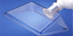Suction screen square transparent 420 x 320 w/red flange