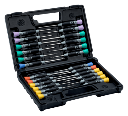 Screwdriver set for slotted/Phillips/Pozidriv/TORX/hexagon with precision handle – 24 pieces