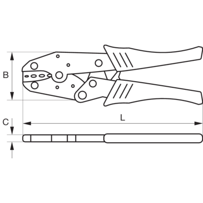 Pressing pliers for usiol. cable lug 0.5-6.0mm