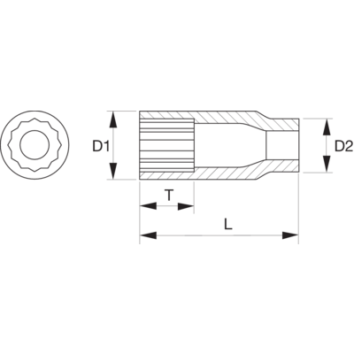 Topnøglehoved 3/8" DYB 16x60mm
