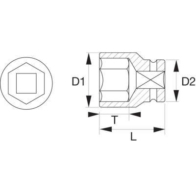 Sekskanttop 1/4" 10x25mm m/Dynamic Drive