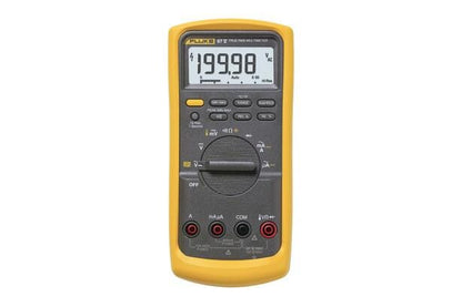 Fluke 87V digitalt multimeter i gul beskyttelseskappe til direkte industriel måling af True-RMS.