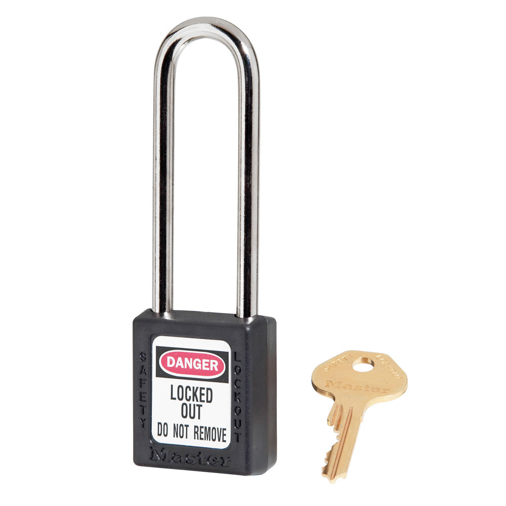 Zenex padlock COMPOSIT BLACK Key different/key retaining-38x38mm w/metal shackle Ø6mm 3 open