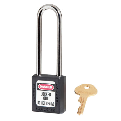 Zenex padlock COMPOSIT BLACK Key different/key retaining-38x38mm w/metal shackle Ø6mm 3 open