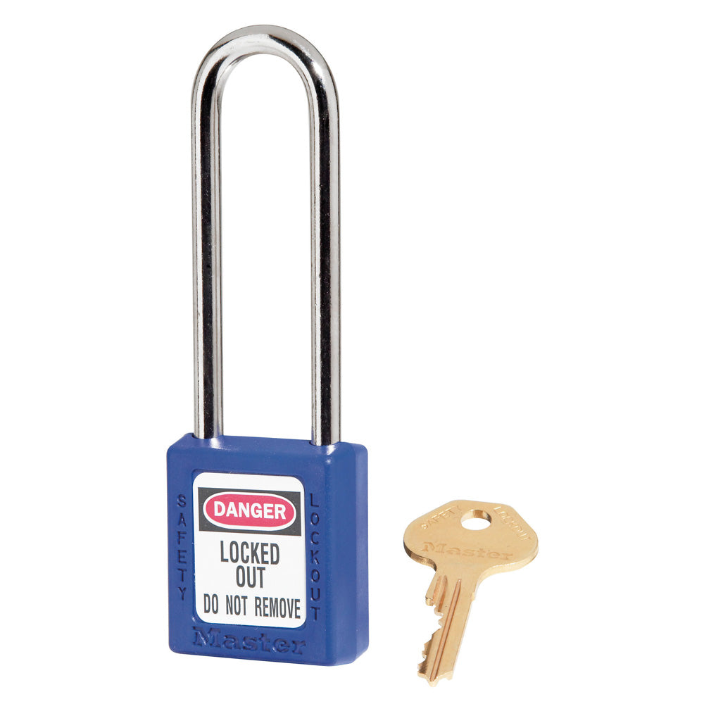 Zenex padlock COMPOSIT BLUE Key different/key retaining-38x38mm w/metal shackle Ø6mm 3 open