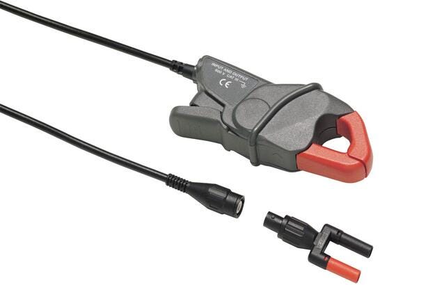 Fluke i200s AC strømtang med BNC stik og dual-banana adapter til strømmåling.