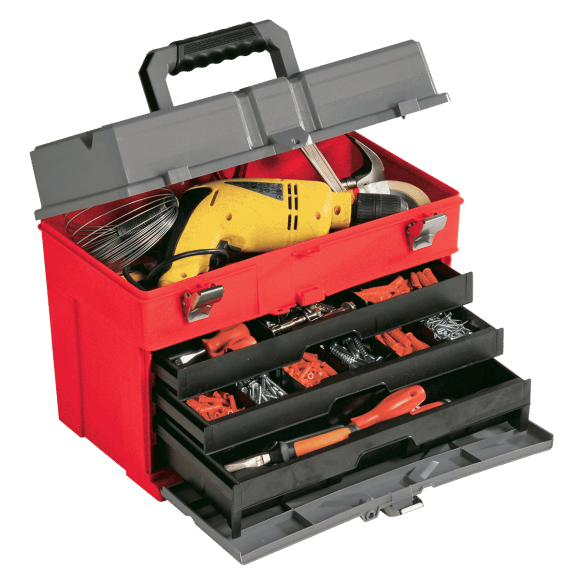 Plano værktøjskuffert Hård plast - 44x33x25cm m/skuffer