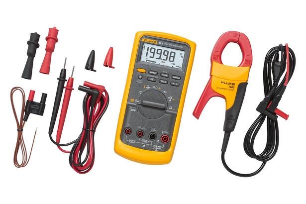 Fluke 87V IMSK industrielt multimeter servicekombinationsæt med i400 strømtang og testledninger.
