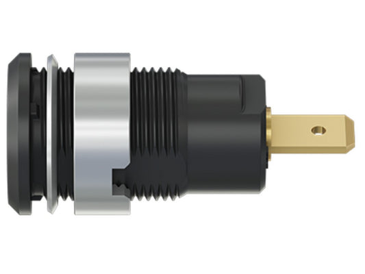 Socket SLB4-F gold-plated black CAT III 1000V 24A w/flat connector 4.8x0.8