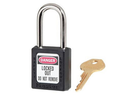 Zenex padlock COMPOSIT BLACK Key different/key retaining-38x38mm w/metal shackle Ø6mm 3 open