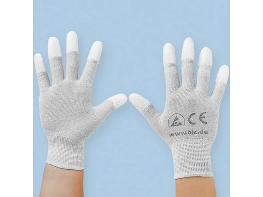 Handsker ESD str. M; PU-coated fingrespids