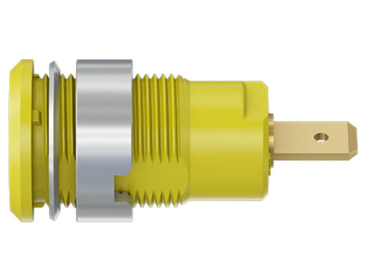 Socket SLB4-F gold-plated yellow CAT III 1000V 24A w/flat connector 4.8x0.8