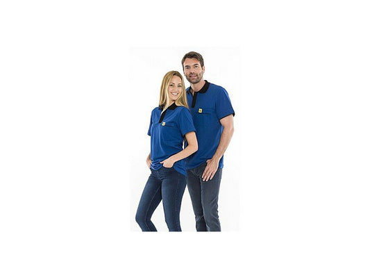 Polo ESD Royal Blue / Black Collar / V-Neck / Short Sleeves/2XL