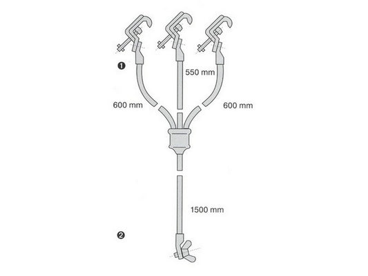 Short-circuit chain 50mm2 1x1500mm + 2x600mm and 1x550mm w/M12 wing nut