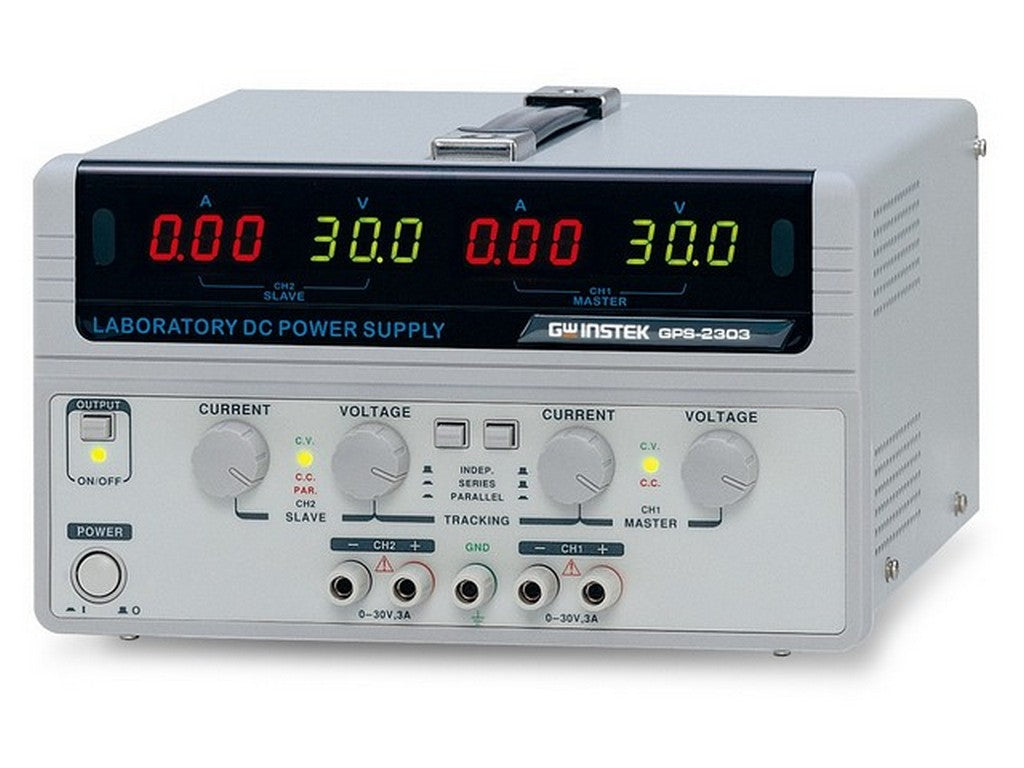 GW Strømforsyning 2X0-30V/0-3A digital m/EURO jack/banan
