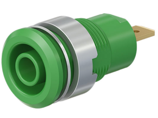 Socket SLB4-F gold-plated green CAT III 1000V 24A w/flat connector 4.8x0.8