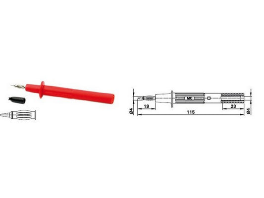 Test pin 4mm PP115/4 red 1000V - CAT II - 32A