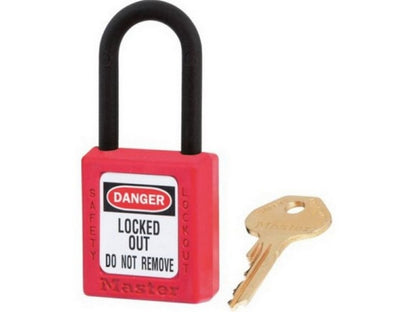 MasterLock padlock in COMPOSITE RED Keyed Aliked/Key contaning 38x38mm shackle Ø6mm