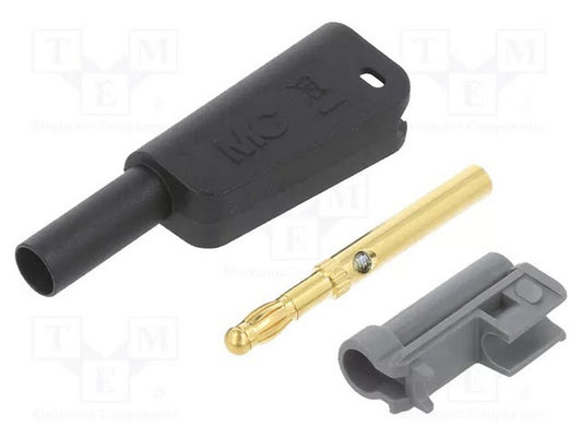 Bananstik Ø4mm SLM-4A-46 Sort 1000V CATII 32A/600V CATIII 32A