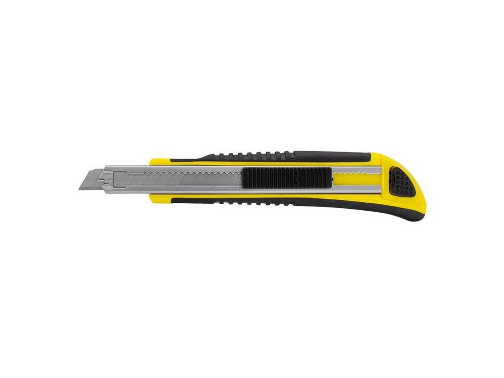 Knife with Non-Slip rubber grip, 9 mm blade, automatic lock and magazine with 2 extra blades