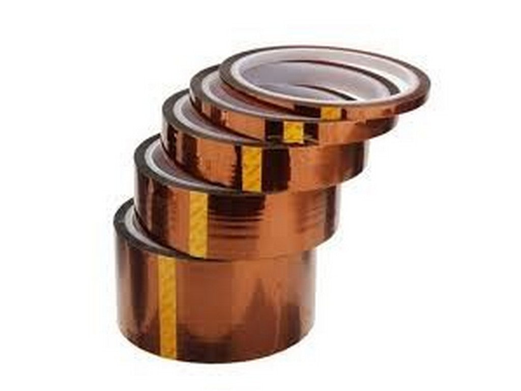 Kaptontape PI silikone PSA ESD 25mmx33m ruller i en stabel.