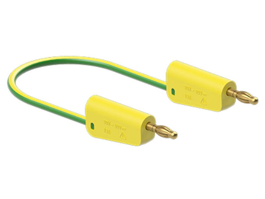 Silicone test lead 1mm 25 cm Yellow/Green LK-4N-S10 19A 30V AC/60V DC nickel-plated plug